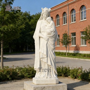 Statue de la Vierge <span class=keywords><strong>Marie</strong></span> avec l'Enfant en marbre grandeur nature TREVI, sculpture religieuse pour l'extérieur, église, jardin - Product Image 1