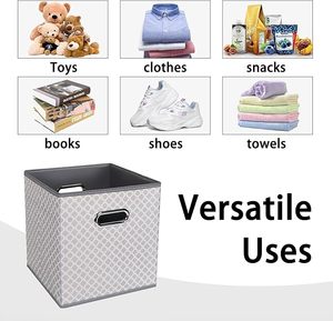 Fabric Cloth <strong>Storage</strong> Bins Fabric <strong>Cube</strong> Organizer with Dual Handles Foldable <strong>Cube</strong> <strong>Storage</strong> Baskets for Home Bedroom <strong>Storage</strong> <strong>Grey</strong> - Product Image 3