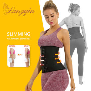 LANGQIN Guangdong Shapewear Corset en latex à 9 baleines en acier, gaine amincissante à maintien moyen avec boutons décoratifs, vente en gros - Product Image 3