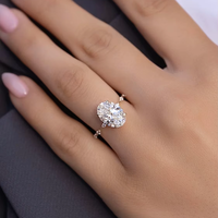 QinglongJewelry DEF renk Lab yetiştirilen elmas nişan yüzüğü IGI sertifikalı HPHT Oval şekil sentetik elmas yüzük