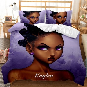 Set Sprei ChamXue Sarung Selimut Sarung Bantal Tema Black Girl 3 Buah Membuat Black Girl Hebat Set Sprei 4 Musim Lembut Nyaman - Product Image 6