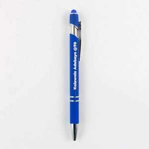 Stylo bille en métal personnalisé avec logo, coloré, avec écran tactile en caoutchouc souple, pour cadeau promotionnel - Product Image 3