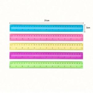 Regla de plástico a escala de 30cm, regla recta colorida de 12 pulgadas, regla de plástico de dibujo DIY de diferentes diseños de colores transparentes - Product Image 1