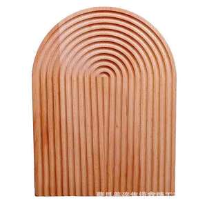Abstract Geometric Wooden Tray Beech Wood Heat Resistant Decorative Tray For Dining Table Water Ripple Design - Product Image 2