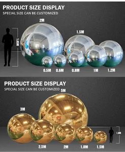 新しいカスタム40cm 50cm 60cm 70cm 80cm巨大ゴールドミラー球装飾大型PVC結婚式インフレータブルシルバーボール