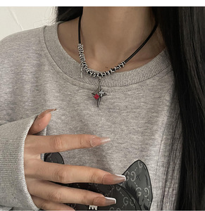 Collana da Donna Personalizzata Stile Hip Hop con Stella e Croce, Accessori di Gioielleria alla Moda - Product Image 4