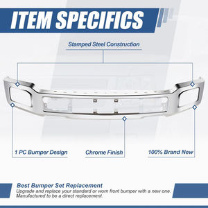 फ्रंट बम्पर प्रभाव फेस बार फोर्ड F-150 (गैर रैप्टर मॉडल) 2018-2020, पॉलिश क्रोम के साथ संगत क्रोम - Product Image 5