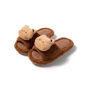 Transfrontalier pour <span class=keywords><strong>Amazon</strong></span> dessin animé à bout ouvert <span class=keywords><strong>hiver</strong></span> pour pantoufles femmes Ins Style maison couleur-bloc mignon peluche mode filles en gros - Product Image 6