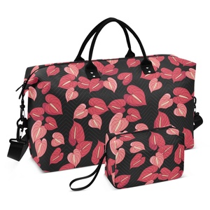 Bolsa de Gimnasio de Diseño con Estampado de Anturio Rojo Hawaiano, MOQ Bajo, Ligera, para Viaje, con Neceser - Product Image 1