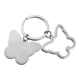 Portachiavi Doppia Farfalla in Metallo Argentato, Accessorio per Chiavi Auto - Product Image 1
