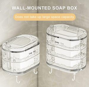 High-Grade <b>Plastic</b> Wall-Mounted Soap Box Rotatable Punch-Free Storage <b>Rack</b> Double Tiers Injection Technics Bathroom Use Sundries - Product Image 6