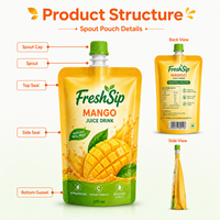 Pochette souple personnalisée en nylon de qualité alimentaire pour boissons, yaourts, jus de fruits, 100 ml, forme unique, avec bec verseur, pour stérilisation en autoclave