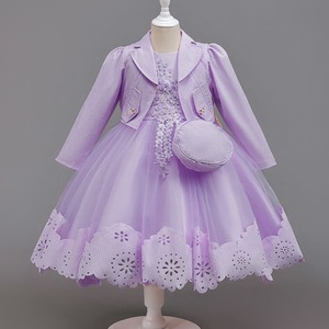Adorable <strong>Girls</strong> Vest Dress Set with Beaded Embroidery Jacket and Handbag 3 Piece <strong>Outfit</strong> for Birthday Party Wedding Celebration - Product Image 4