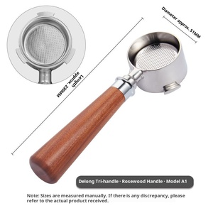 Venta al por mayor del fabricante: Mango sin fondo De'Longhi Delong de 51 mm con tres asas, agarre de madera maciza y cabezal de acero inoxidable 304 para cafeteras De'Longhi - Product Image 6