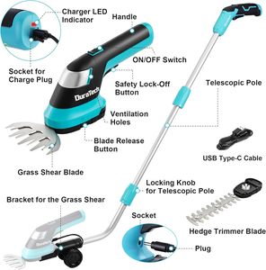 Taille-haie et cisailles à gazon sans fil 3-en-1 à batterie lithium-ion 3,6 V avec perche télescopique à roulettes de 50 po pour jardin et pelouse - Product Image 3