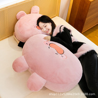 Peluche Lapin Rose Asamimi avec Expression Amusante, Coussin de Sommeil, Poupée en Tissu