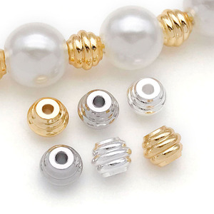 Copper Plated Gold Silver Round <b>Bead</b> 4x5mm Hole DIY Jewelry Accessory - Product Image 3