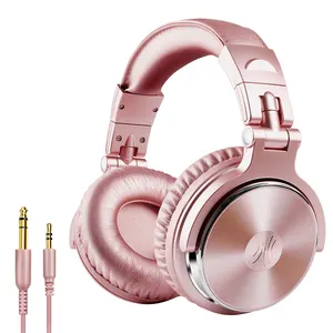 the headset OneOdio Pro 10 Rose Gold wired DJ headphones with strong bass for audiophiles and professional use