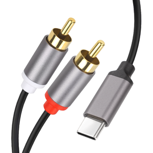 <strong>USB</strong>-C to 2 RCA Male <strong>Y</strong> Splitter <strong>Cable</strong> <strong>USB</strong> C to 2 RCA Audio <strong>Cable</strong> for HDTV Speaker Use Pure Oxygen-free Copper Flexible PVC Jacket - Product Image 1