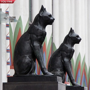 Patung Kucing Perunggu Sepasang Duduk Mirip Asli YOUFINE untuk Dekorasi Taman & Halaman - Product Image 3