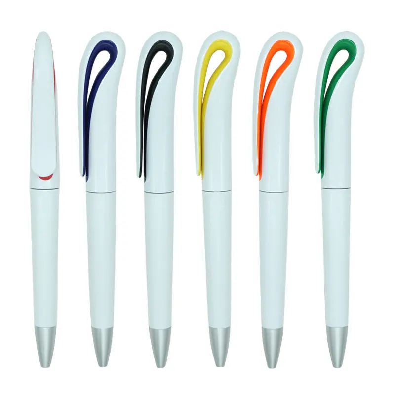 Stylos à bille publicitaires en plastique Swan Twist uniques populaires stylos à bille ABS à pince incurvée