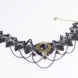Genuine Popular Black Vintage Geometric Gothic Lace <b>Velvet</b> Zinc Alloy <b>Choker</b> Water Drop Necklace Jewelry for Women Party - Product Image 3