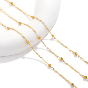 Venta al por mayor de cadenas de acero inoxidable, cadena satélite chapada en oro con cuentas, collar de cadenas finas para joyería permanente - Product Image 4