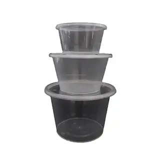Contenedor de comida de plástico transparente de 6 compartimentos al por mayor con tazón de sopa contenedor de almacenamiento de comida biodegradable desechable