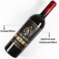 Étiquettes de vin en feuille d'or personnalisées de qualité supérieure adhésif permanent en vinyle laminé brillant imperméable pour l'emballage d'autocollant de bouteille de boisson