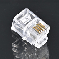 YBO cobre chapado en oro 4P4C RJ9 Modular Cat3 conector ecológico PC enchufe transparente teléfono Cable accesorio ISO9001