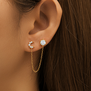 CANNER Pendientes de Aro con Borla de Luna de Plata de Ley 925, Chapados en Oro de 18K y Zirconia 5A, Joyería para Bodas, Fiestas y Regalos - Product Image 5