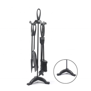 Ensemble d'outils classiques <span class=keywords><strong>pour</strong></span> foyer avec pinces <span class=keywords><strong>à</strong></span> <span class=keywords><strong>bois</strong></span> et support, 27,8 pouces, 5 pièces - Product Image 1