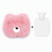 Housse de bouteille d'eau chaude en peluche ours mignon avec fausse fourrure douce, chauffe-mains pour le confort hivernal et la thérapie thermique