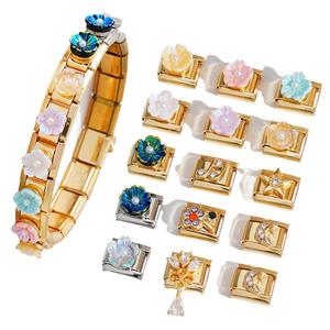 Modular Flower Charm Bracelet Zinc Alloy Imitation Pearl Bezel Setting Unisex Jewelry Gift DIY Assembly Chain Bracelet - Product Image 2