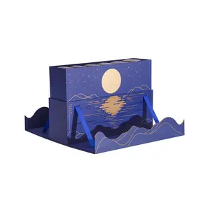 अनुकूलित चीनी त्योहार मुद्रण प्रक्रिया लोगो लक्जरी कार्डबोर्ड फूड मून केक बिस्किट कैंडी पेपर खाली उपहार उठाने वाला बॉक्स