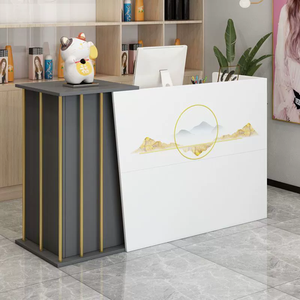 Mostrador de Recepción Sonia Moderno y Minimalista, Pequeño, de Madera y Metal, para Salón de Belleza, Bar, Color Personalizado - Product Image 1