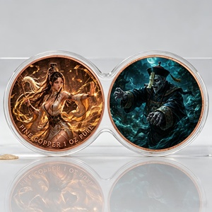 Moneta doppia gemellata da 1 oz in rame puro, con stampa 2D e 3D di Strega Taoista e Zombie, Moneta commemorativa a tema mitologico - Product Image 3