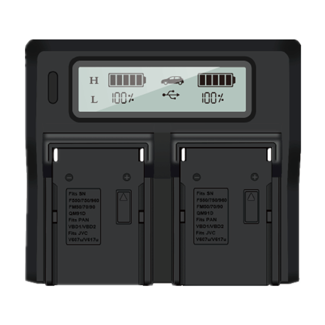 Factory Price LCD Screen Dual Card Board 7.4V Universal Dslr Camera Battery Charger for Sony NP-FW50 F570 F770 F970 F990T