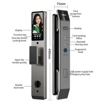Kunci Pintu Digital Elektrik Pengenal Wajah 3D Tuya Video Interkom WiFi Smart Lock dengan Sidik Jari Biometrik untuk Pintu Kayu