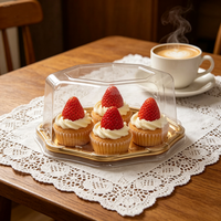Boîte à gâteau en plastique transparent avec logo personnalisé, boîte à dessert ronde jetable transparente pour boulangerie, fête, anniversaire, vacances