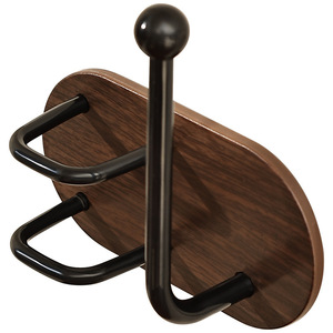 Soporte de pared para ganchos de horquillas, color nogal negro, adhesivo, sin taladro, sin perforaciones, organizador de almacenamiento para baño y dormitorio - Product Image 1