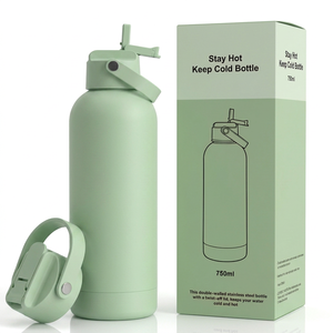Custom Logo 500ml Stylish Vacuum Insulated Steel Water Bottle Rubber Coated Multi-Functional Lid Fashionable Design Flask - Product Image 1