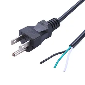 UL approval black AC power cord cable with 3 pin power plug