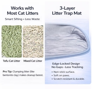 Bac à litière pour chat intelligent et autonettoyant, écologique, 80L, grande capacité, désodorisant, contrôle à distance via application Wi-Fi - Product Image 5