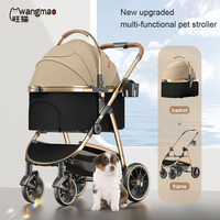 Poussette de luxe moderne pour animaux de compagnie à vision panoramique, pliable à une main, avec espace privé, fabrication de chariots