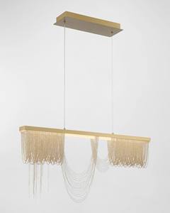 Candelabro lineal con flecos de cadena dorada, iluminación artística moderna para comedores - Product Image 1