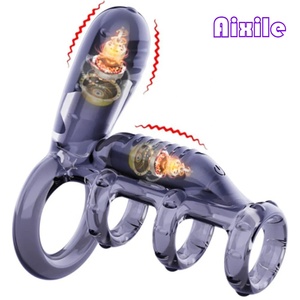 Anneaux de pénis à double vibration pour retarder l'éjaculation, jouet sexuel pour hommes et couples, jeux coquins pour adultes, machine sexuelle, pompe à pénis réutilisable - Product Image 1