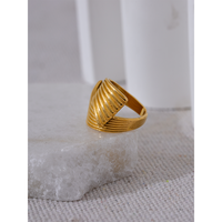 JINYOU 2670 Neuer Edelstahl Metall Geometrischer Goldener Breiter Ring Statement-Textur 18K PVD-Beschichtet Attraktiver Schmuck Bijoux 2025