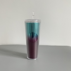 24Oz <b>Double</b> <b>Wall</b> Plastic Studded With Straw Corn Rivet Diamond Coffee <b>Mug</b> Pineapple Tumbler Durian Cup - Product Image 3
