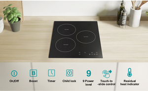 3-Zone Built-<b>in</b> Black Glass Induction Cooker 220v/240v Sensor Touch with <b>Timer</b> 45cm Cooktop for Home Use - Product Image 3